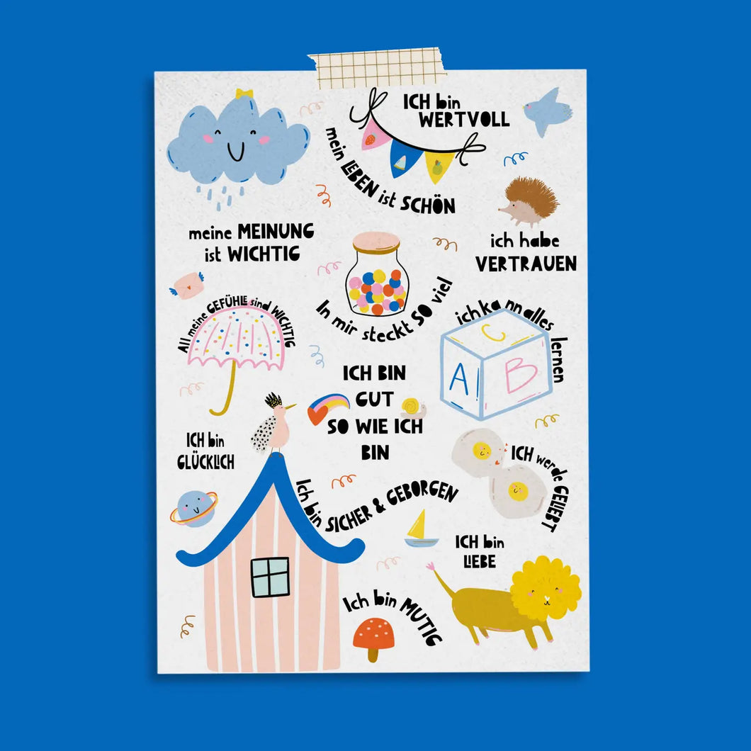 Affirmationskarte, bunte Welt