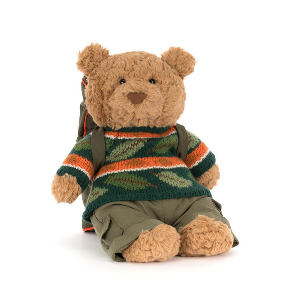 Jellycat Bartholomew Bear Hiking Outfit, Soft Toy