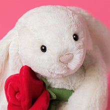 Lade das Bild in den Galerie-Viewer, Jellycat „Cream Bunny mit Rose“ Plüschtier
