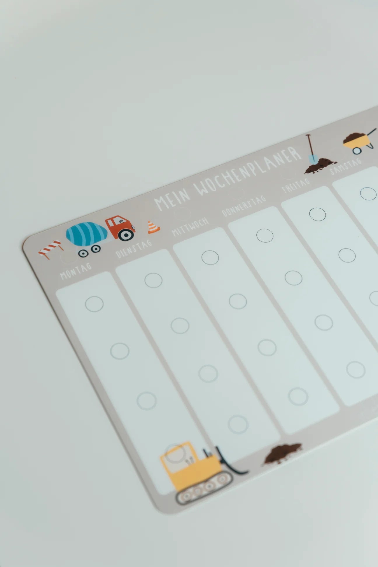 Wochenplaner für Kinder inkl. Symbole, Bagger