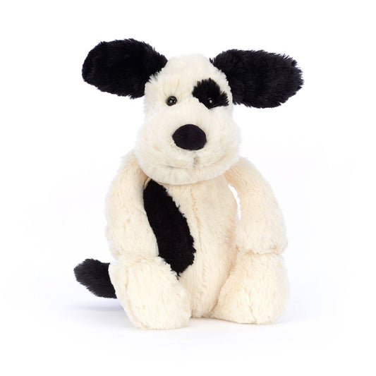 Jellycat Bashful Rufferty Schwarz & Creme Welpe Original, Kuscheltier