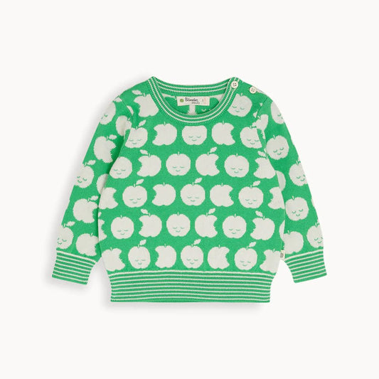Strickpullover „Grüner Apfel“, GOTS 92-98 / 2-3 Jahre