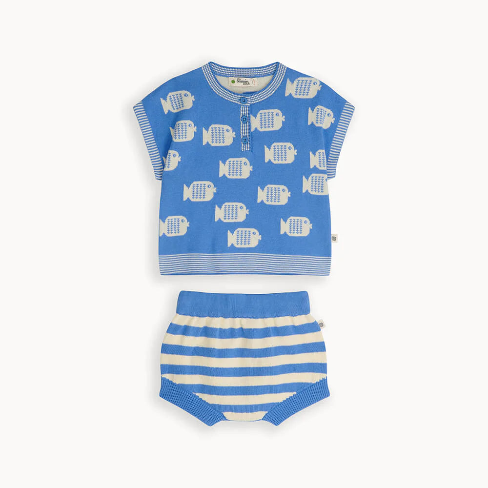 Blue Fish Knitted Set ''Fisher'', GOTS