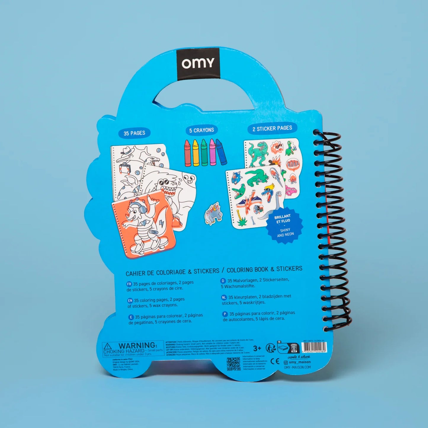 OMY Colouring & Stickers Book, Dino