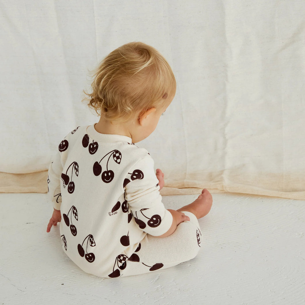 Cherries Onesie ''Oat'', Organic Cotton