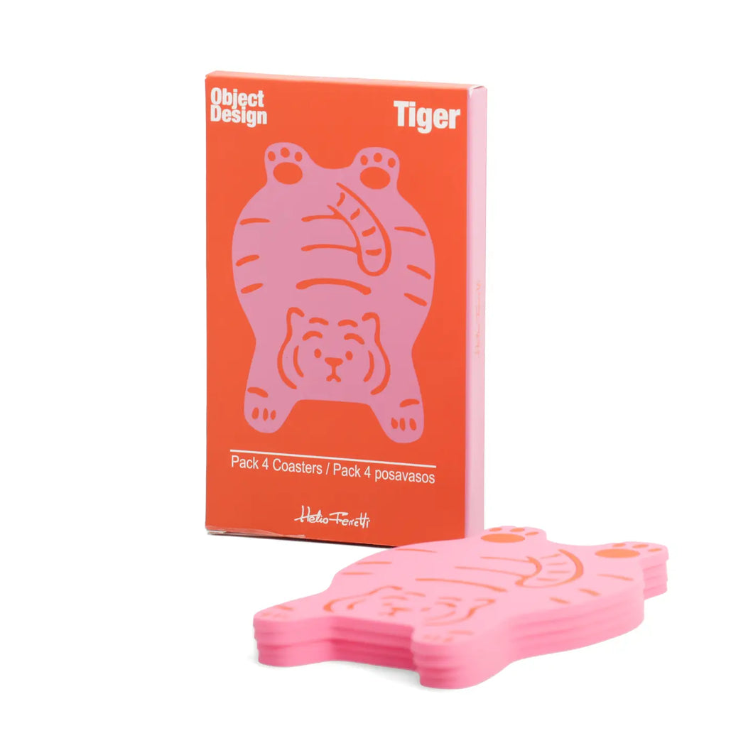 Pink Tiger Coasters, Pack of 4