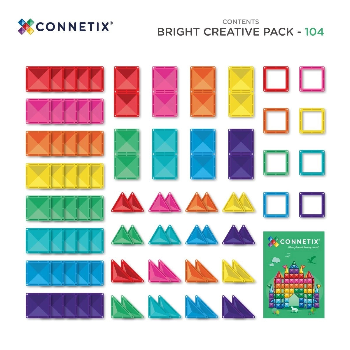 Connetix Tiles 104 Piece Bright Creative Pack