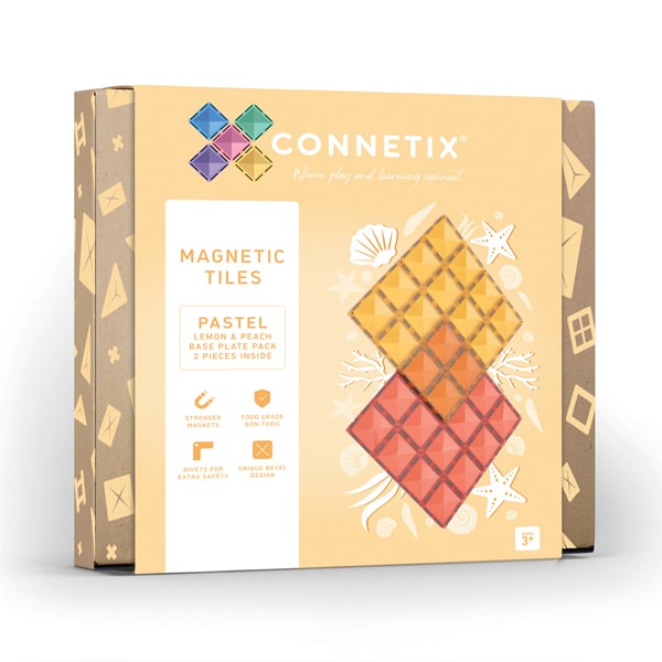 Connetix ''2 Piece Base Plate, EU'' Lemon / Peach