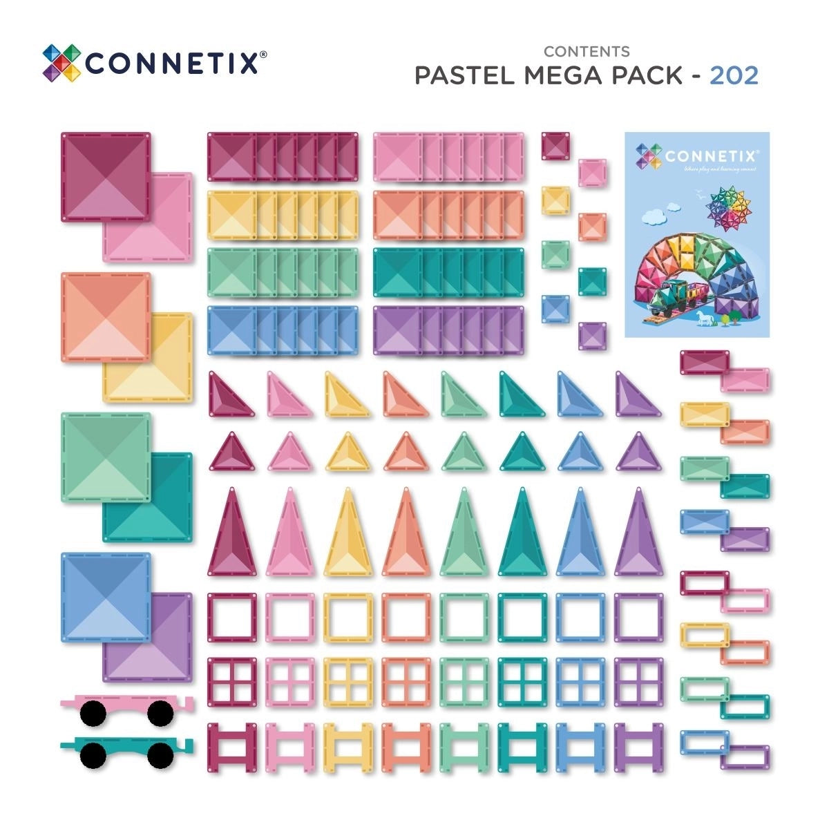 Connetix Tiles, 202 Piece Pastel Mega Pack
