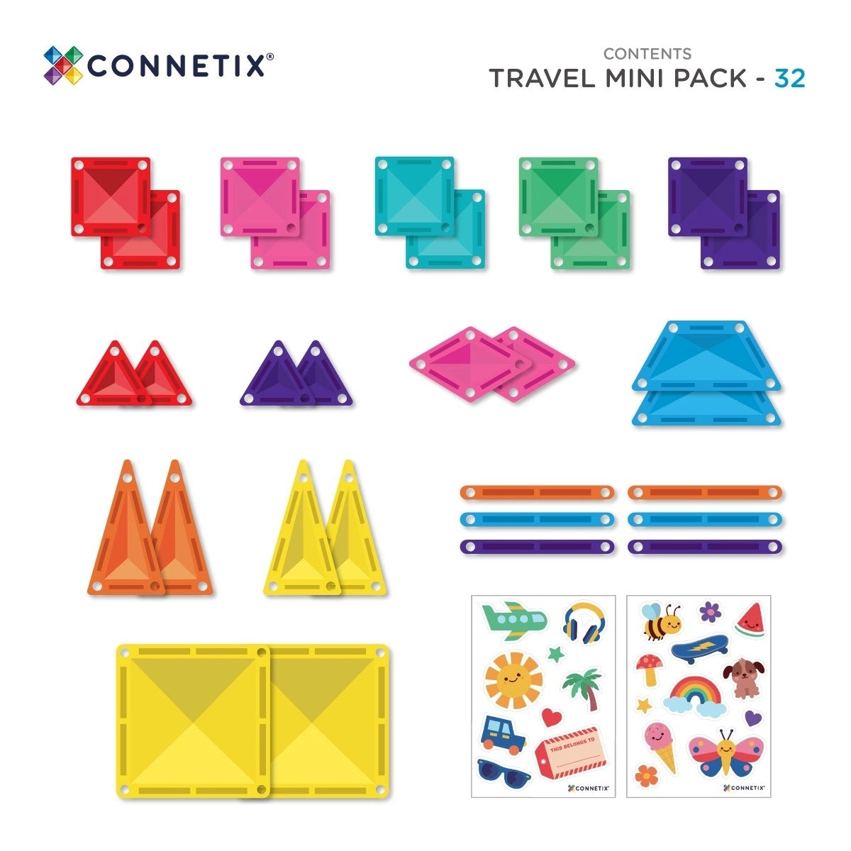 Connetix Tiles Mini Travel Pack, 32 Pieces