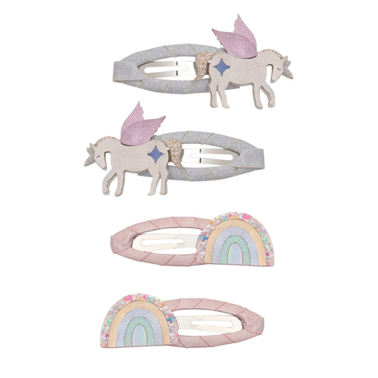 Hair Clips, Unicorn and Rainbow