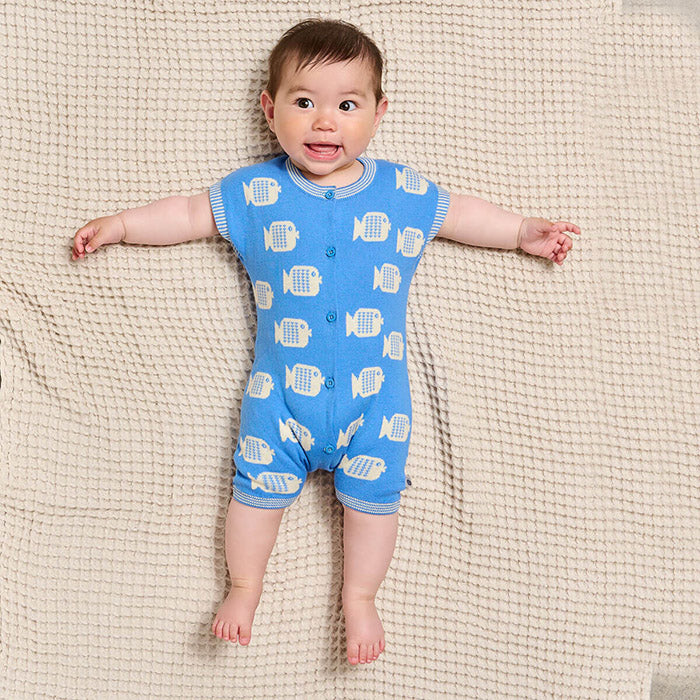 Blue Fish Knitted Shortie ''Flipper'', GOTS