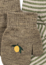 Load image into Gallery viewer, Filla Mittens &#39;&#39;Lemon / Stripe&#39;&#39; Set of 2, One Size
