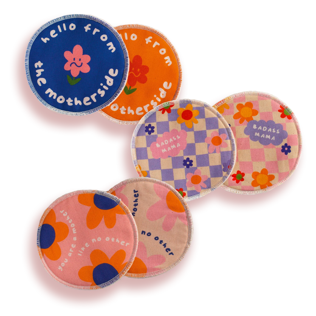 Moodie waschbare Stilleinlagen „Flowerempower“ 3er Packung