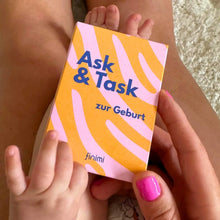 Lade das Bild in den Galerie-Viewer, „Ask &amp; Task“-Karten zur Geburt, lustige Fragekarten für werdende Eltern
