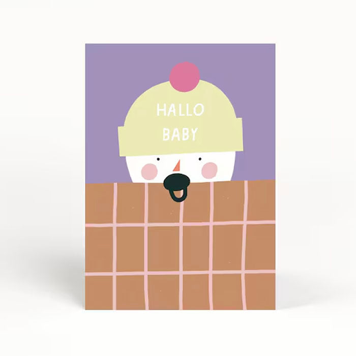 ''Hallo Baby'' Postcard Purple