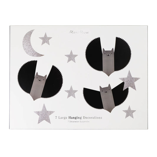 Large Bat, Stars & Moon Hanging Halloween Decorations