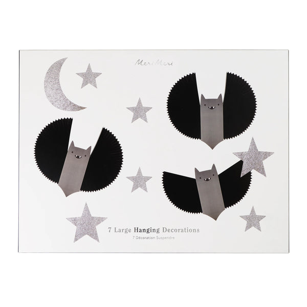 Large Bat, Stars & Moon Hanging Halloween Decorations