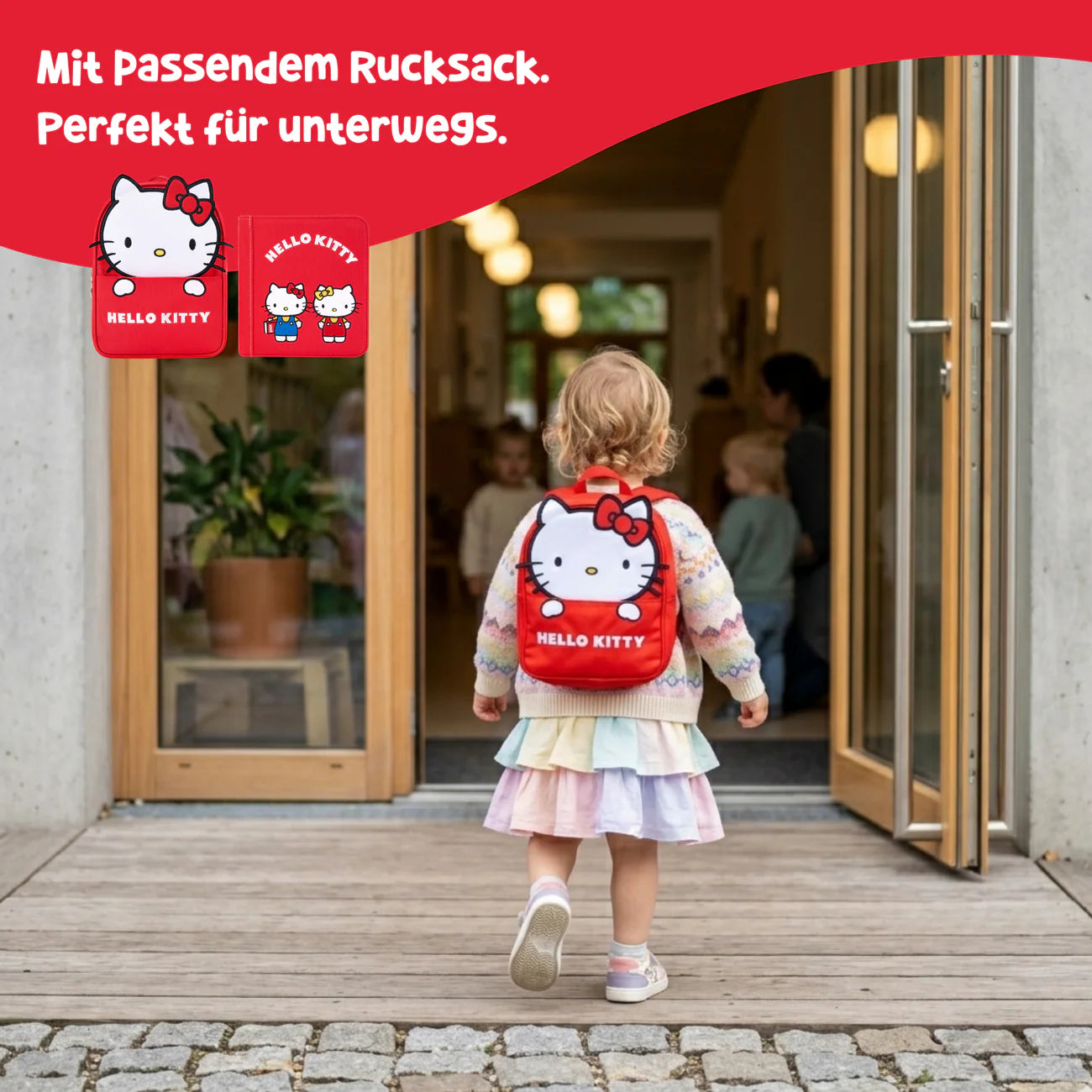 Hello Kitty Montessori Buch- & Rucksack-Set, Rot