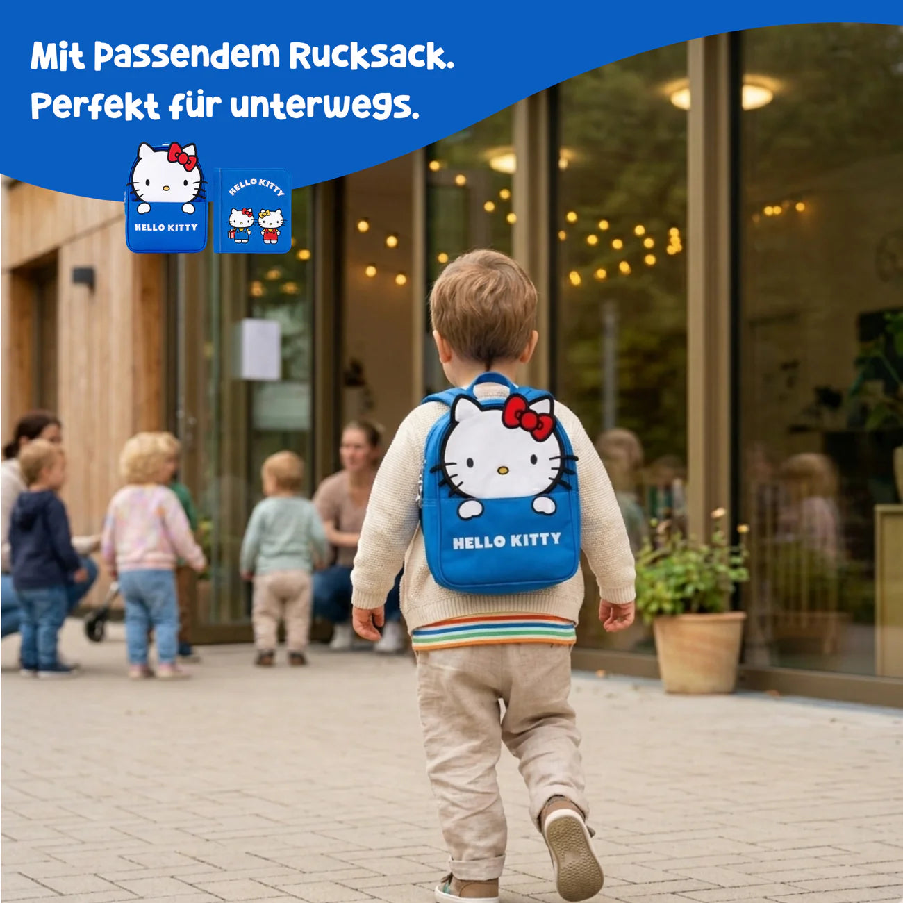 Hello Kitty Montessori Buch- & Rucksack-Set, Blau