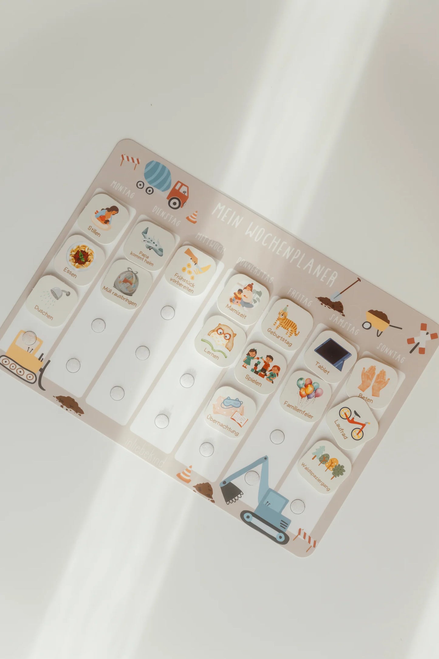 Wochenplaner für Kinder inkl. Symbole, Bagger