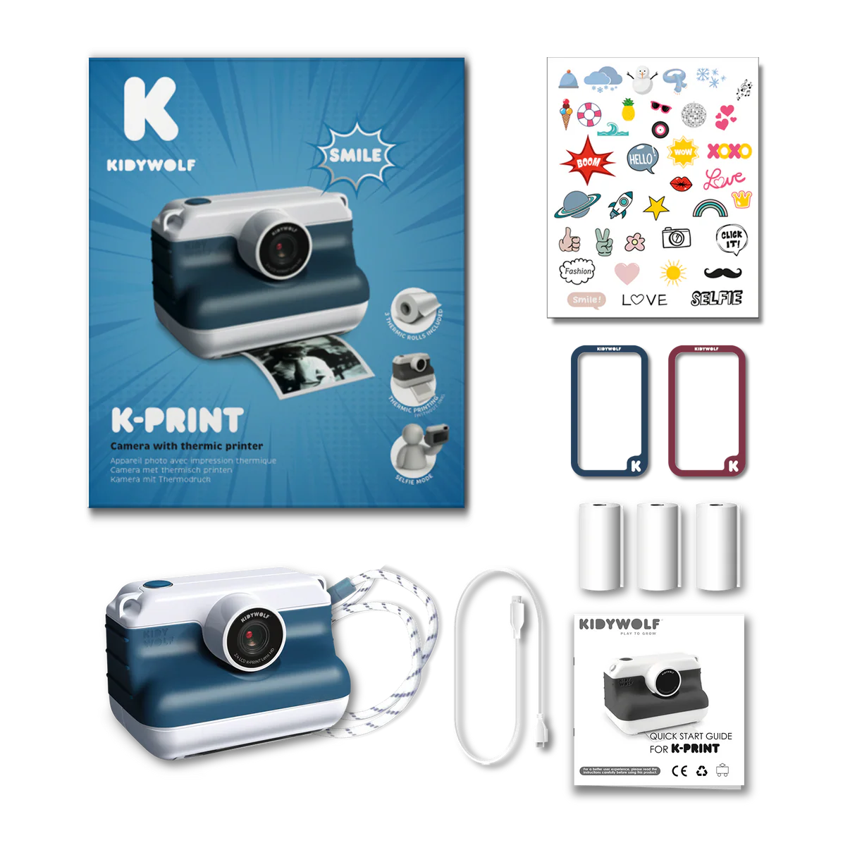 Kidywolf K-Print Instant Camera, Blue