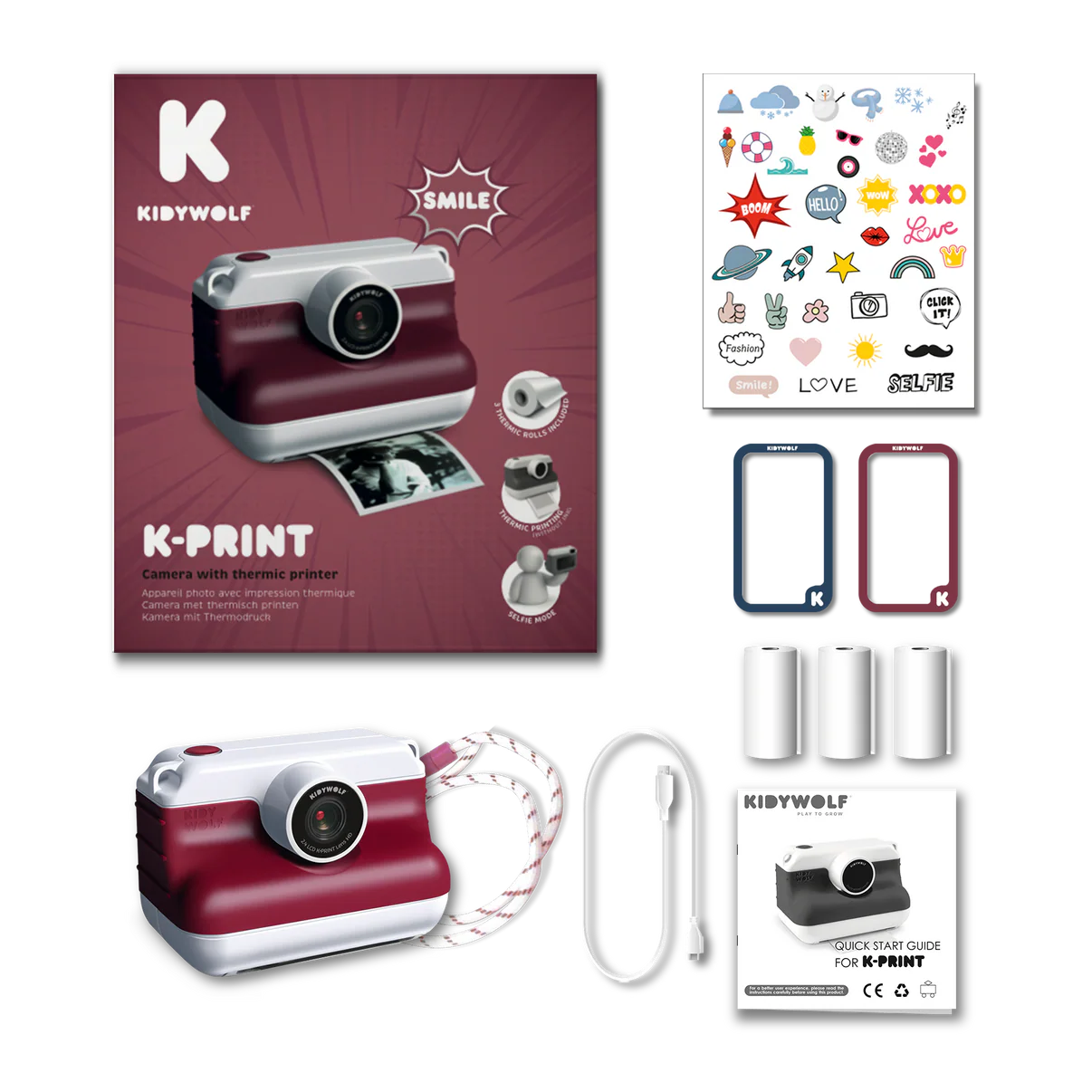 Kidywolf K-Print Sofortbildkamera, Rot