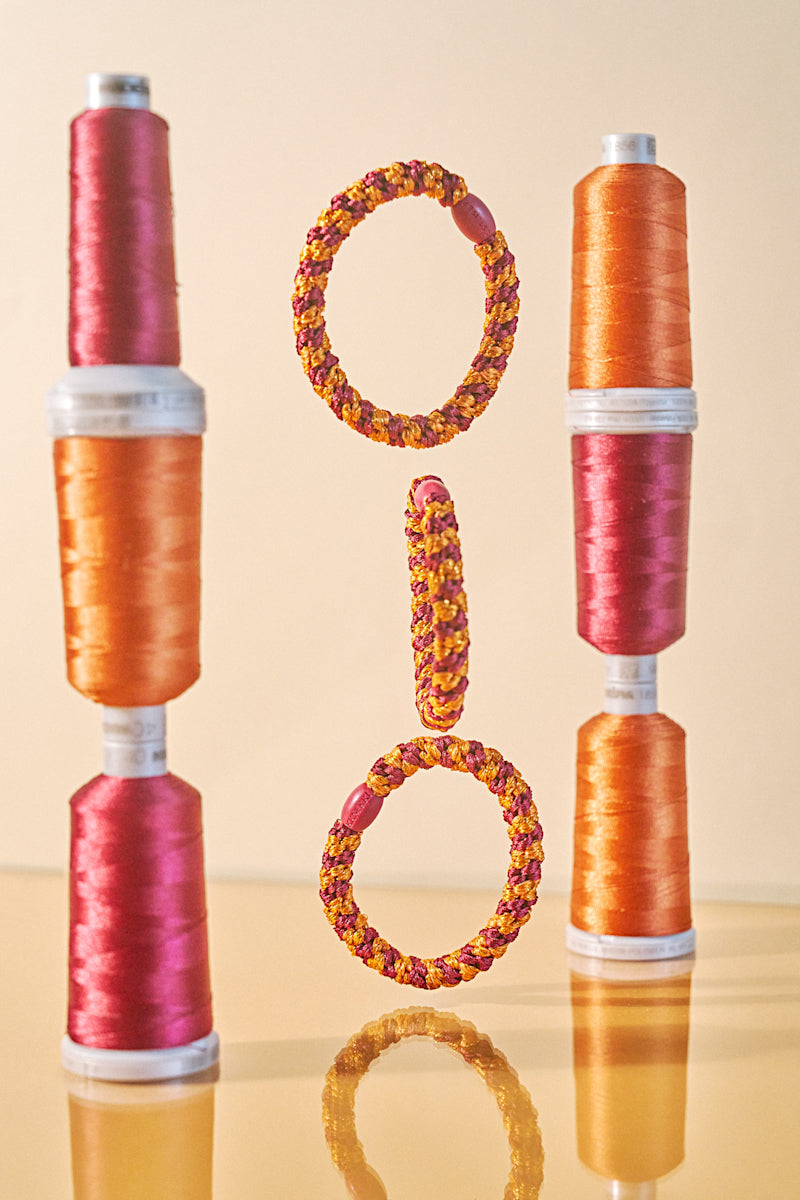 Kknekki Hair Tie, Bordeaux Orange Glitter