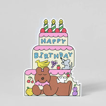 Load image into Gallery viewer, Birthday Cake, Bear Shaped Card
