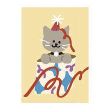 Load image into Gallery viewer, Cat in a Present Greetings Card
