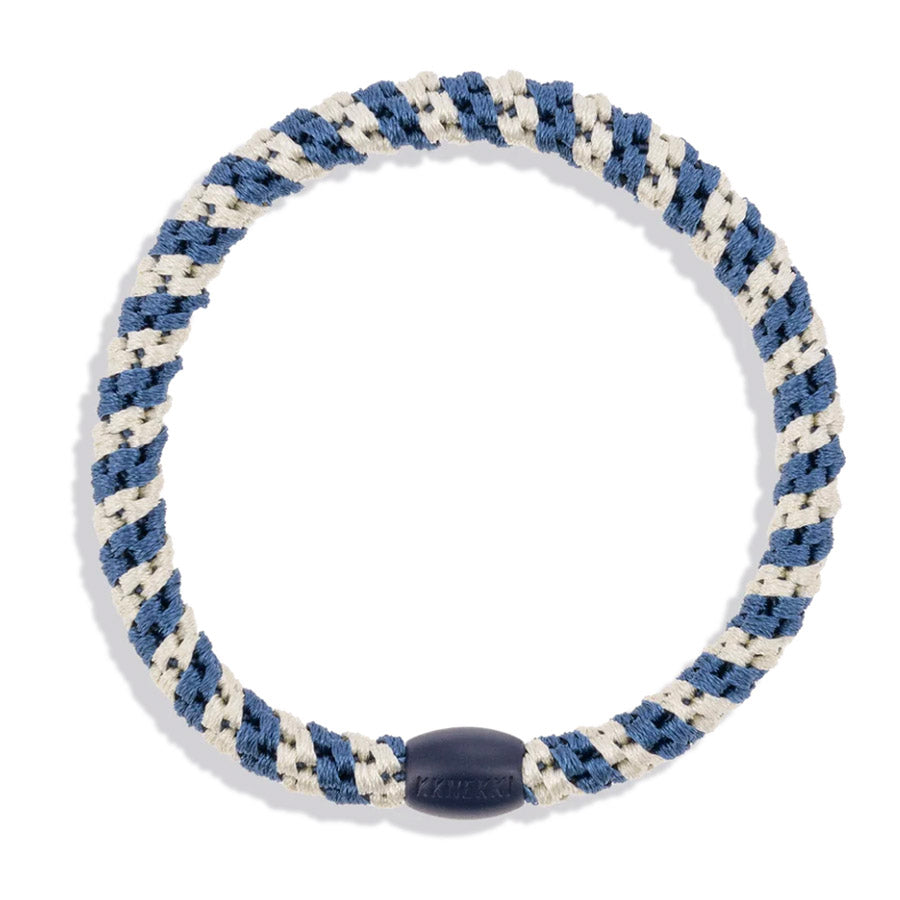 Kknekki Haarband ''Schlank Indigo Elfenbein Streifen''