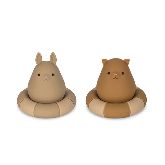 Badespielzeug „Hase und Panda, warme Tonmischung“