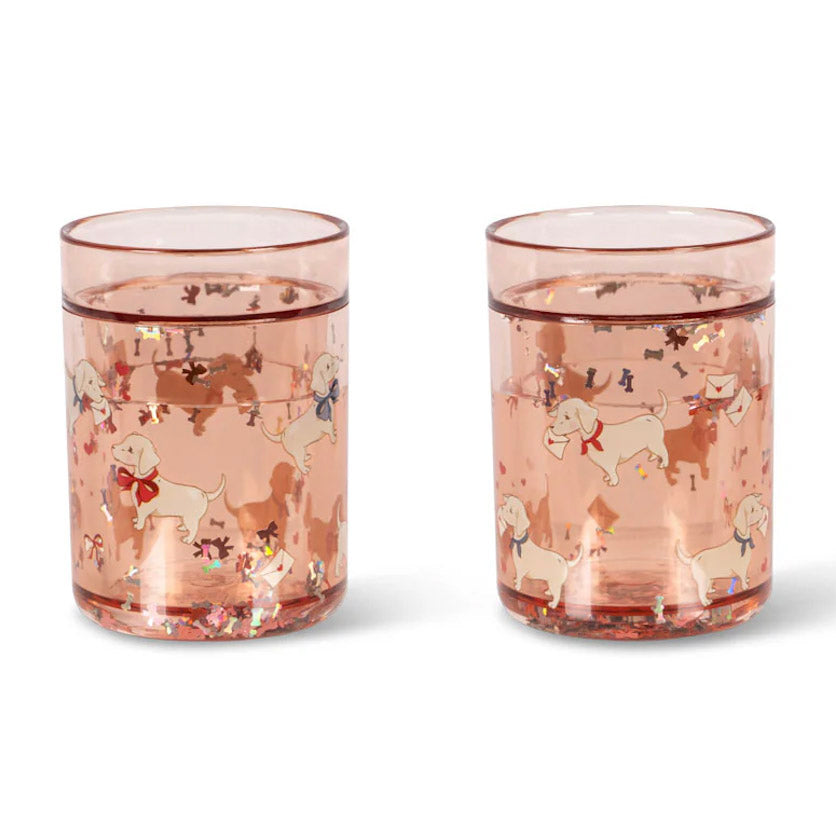 Glitter Cups, 2 Pack, Woof Letter Rose