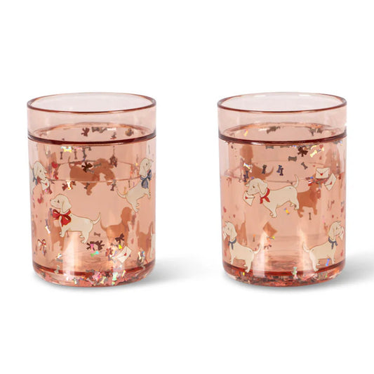 Glitzerbecher, 2er-Pack, Woof Buchstabe Rose