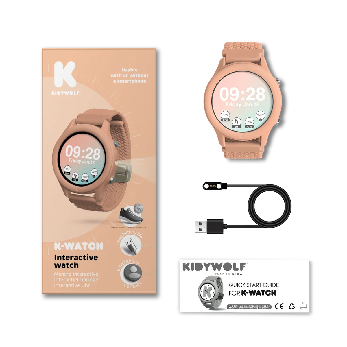 Kidywolf K-Watch interaktive Uhr, Koralle