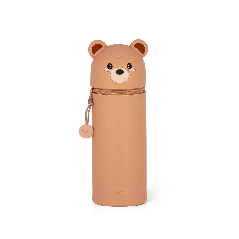 2-in-1 Weiches Silikon Federmäppchen, Teddybär