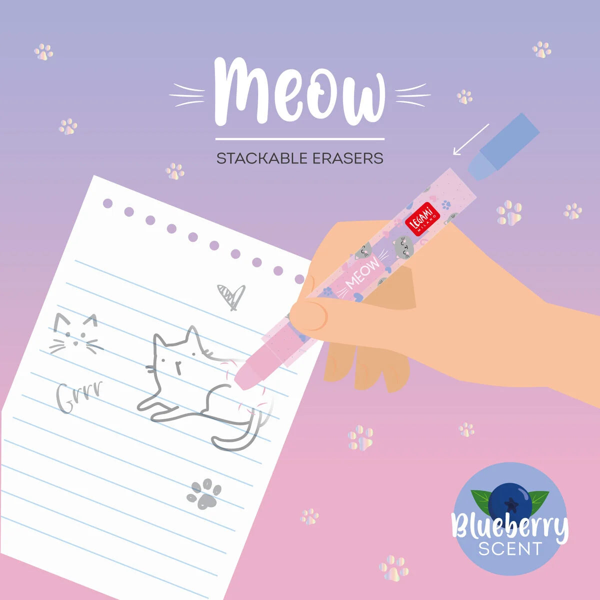 Legami Stackable Erasers, Meow