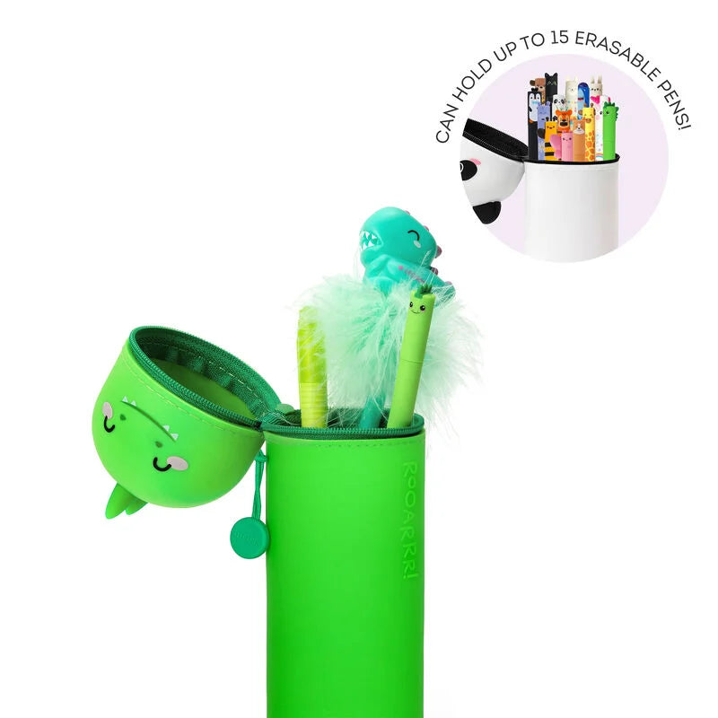 2-in-1 Weiches Silikon Federmäppchen, Dino