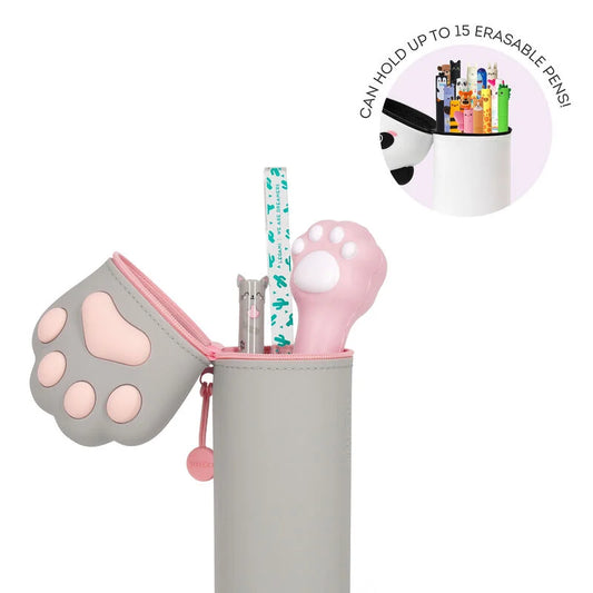 2-in-1 Weiches Silikon Federmäppchen, Kawaii Kitty