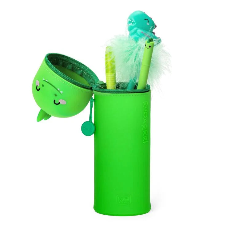 2-in-1 Weiches Silikon Federmäppchen, Dino