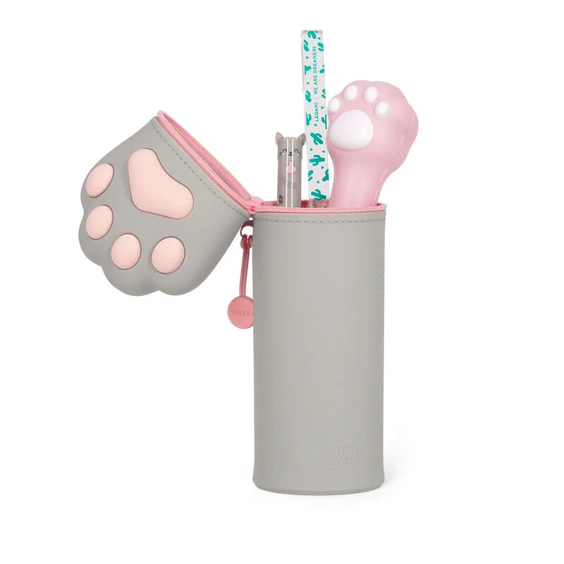2-in-1 Weiches Silikon Federmäppchen, Kawaii Kitty