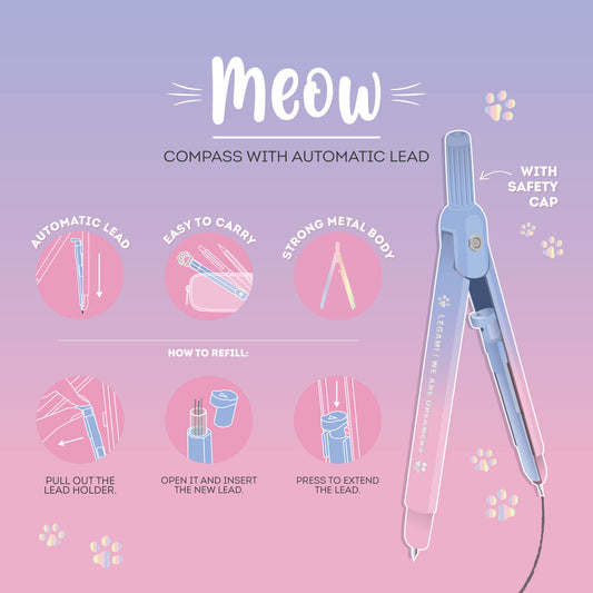 Legami Compass with Mechanical Pencil, Meow
