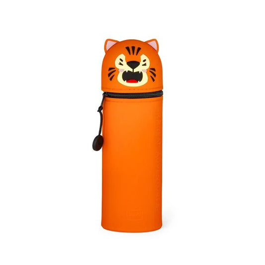 2-in-1 Soft Silicone Pencil Case, Tiger