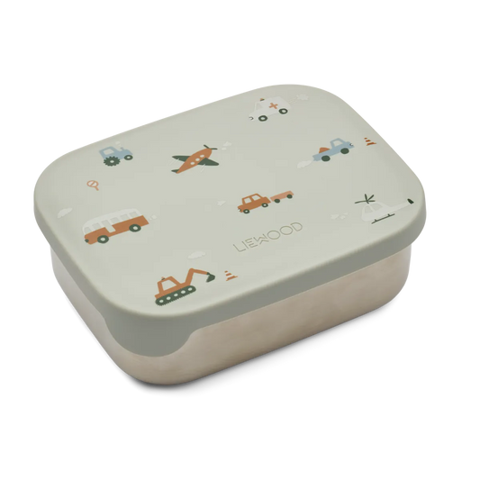 Lunchbox ''Fahrzeuge / Taubenblau''