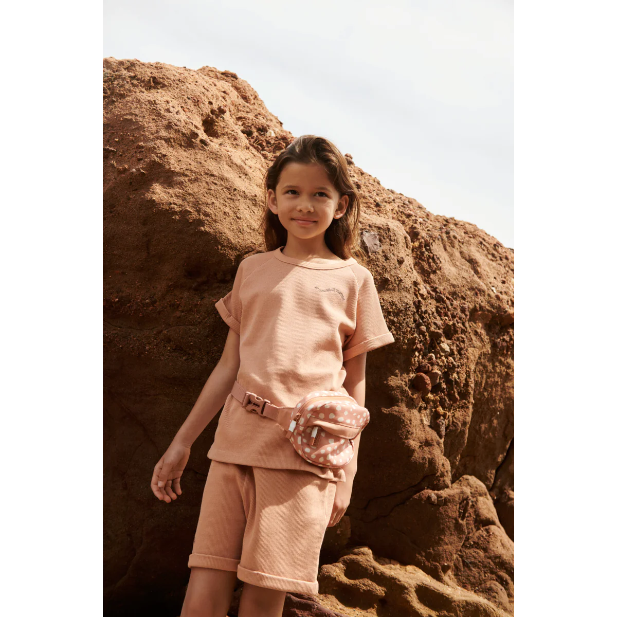 Waffelshorts „Tuscany Rose“, Bio-Baumwolle