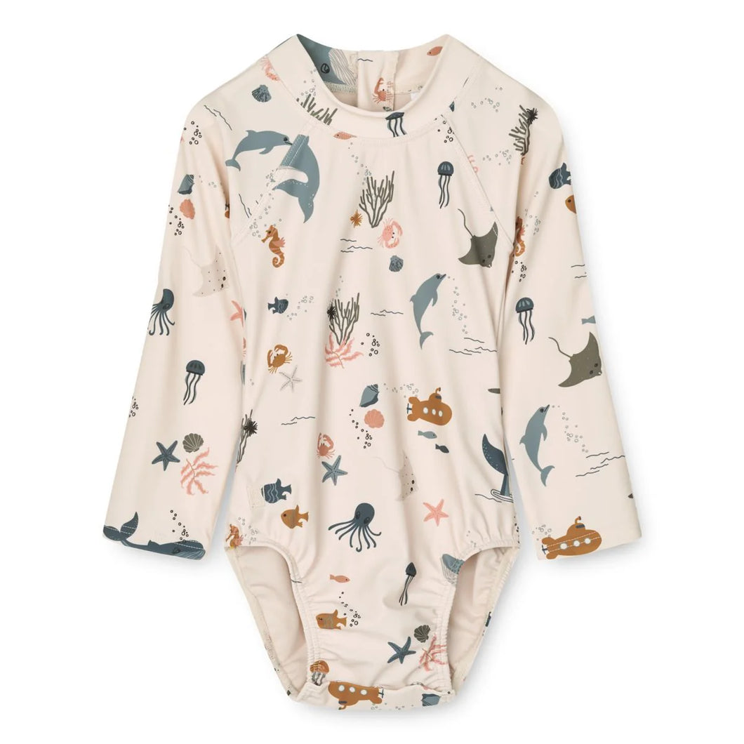 Maxime Baby Langarm-Badeanzug „Sea Creature“
