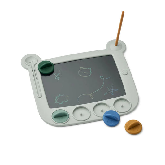 Venzora LCD Drawing Board with Stamps, Dove Blue