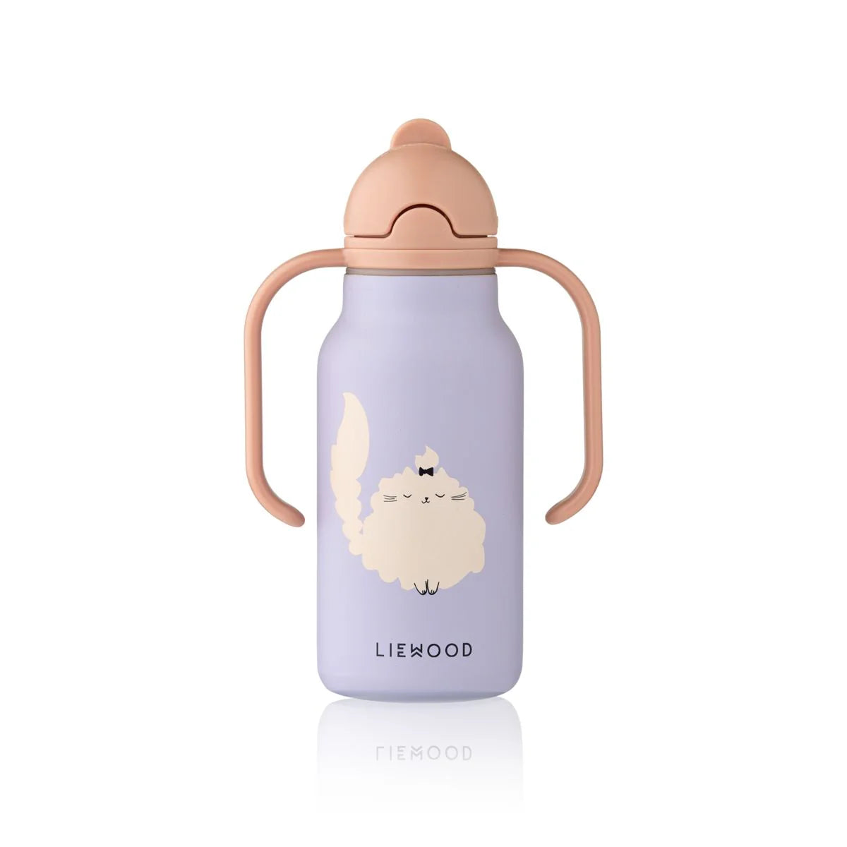 Kimmie Stahl-Wasserflasche 250ml, Katze Flieder