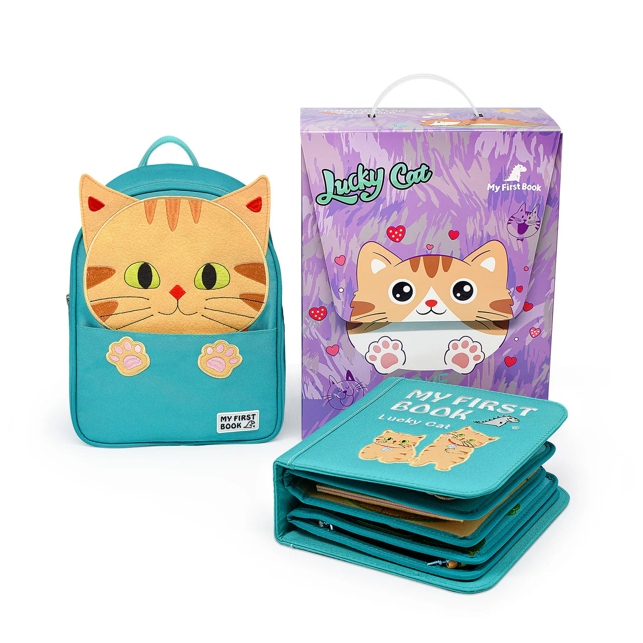 Montessori Buch- & Rucksack-Set, Glückskatze