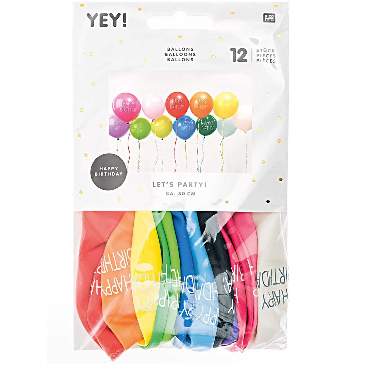 Balloons ''Happy Birthday'' 30cm, Set of 12